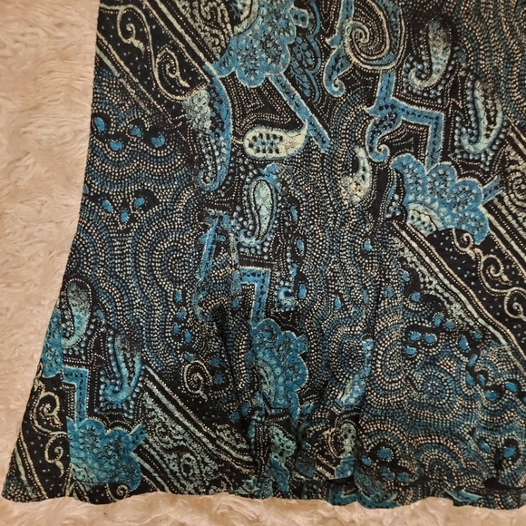 Vintage 90s Teal Paisley & Sparkle Mermaid Skirt - Picture 3 of 4